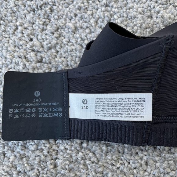 NEW Lululemon Air Support High Support Bra Size 34D Black Crisscross Back Straps - Picture 9 of 13